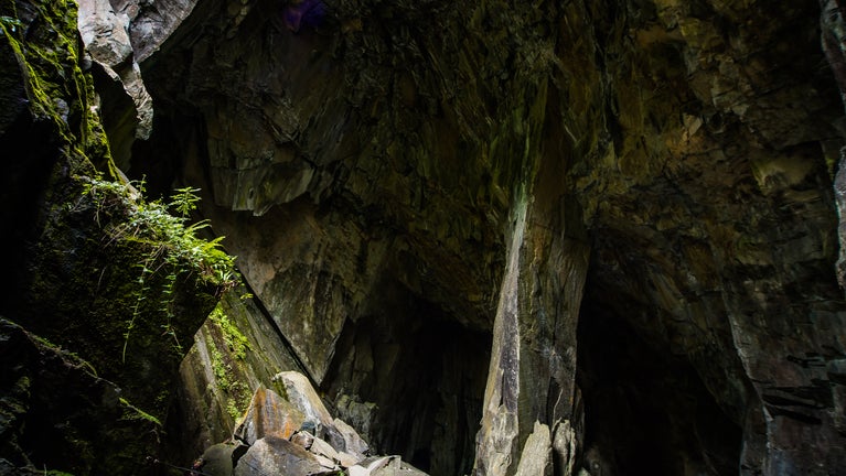 Inside Cathedral Quarry at Little Langdale